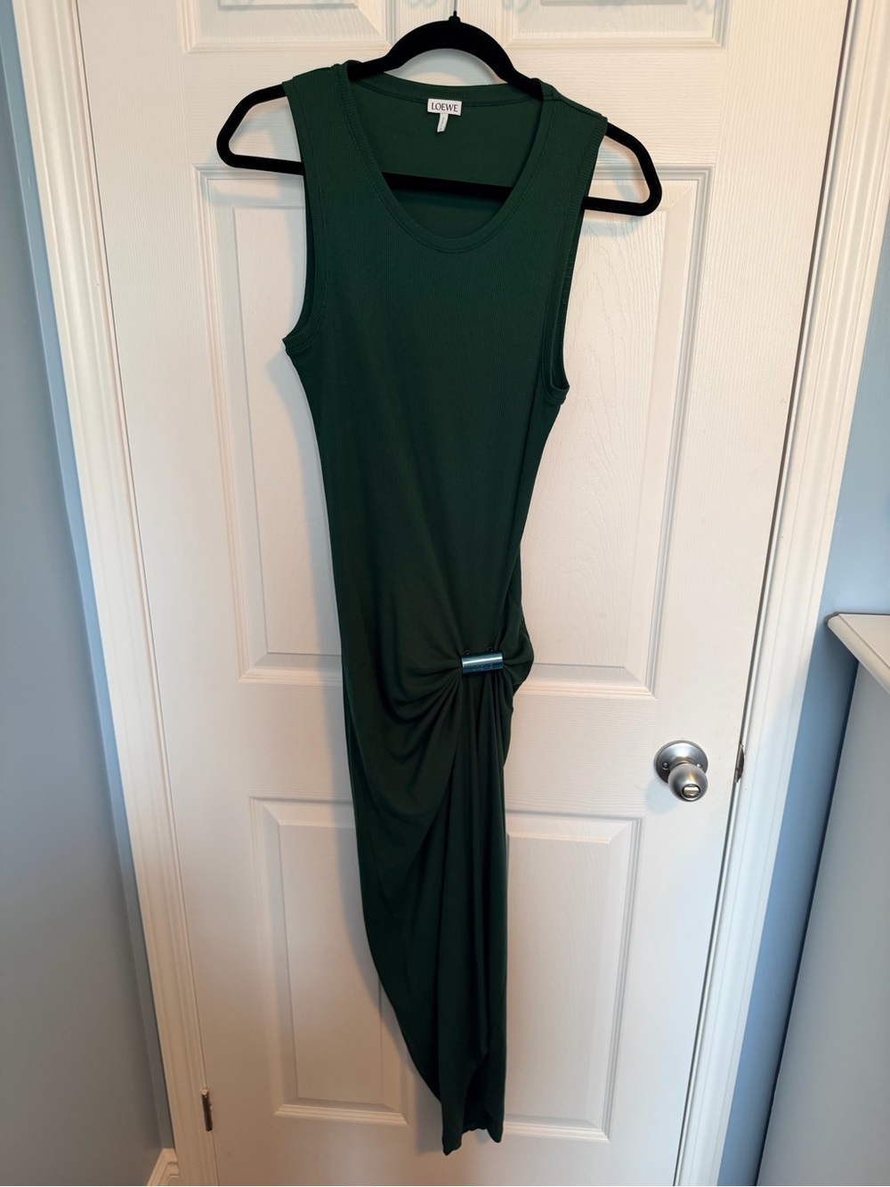 Loewe Dark Green Midi Dress with Side Knot
